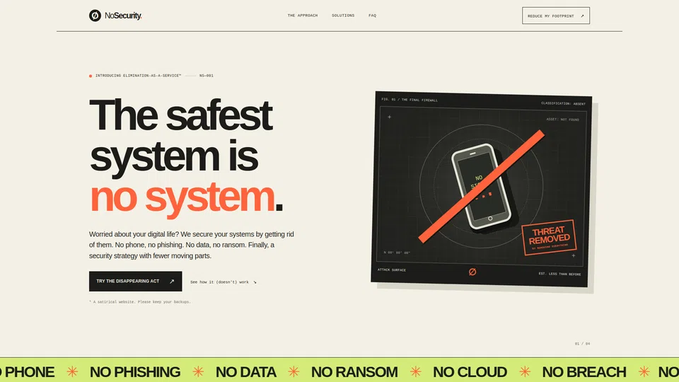 Homepage snapshot at launch