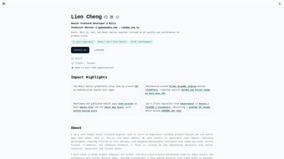 Homepage snapshot at launch