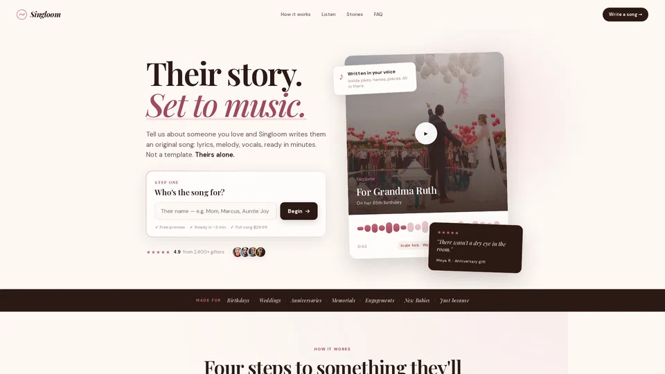 Homepage snapshot at launch