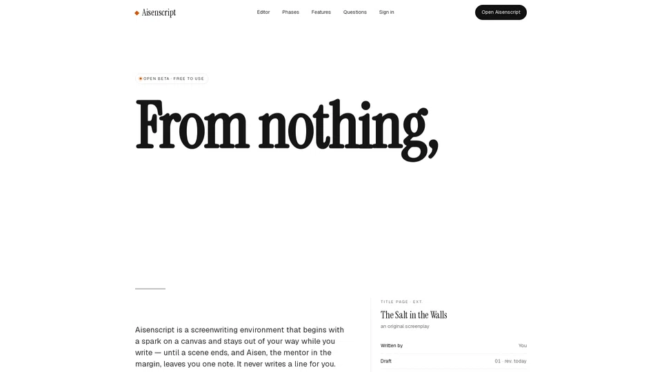 Homepage snapshot at launch