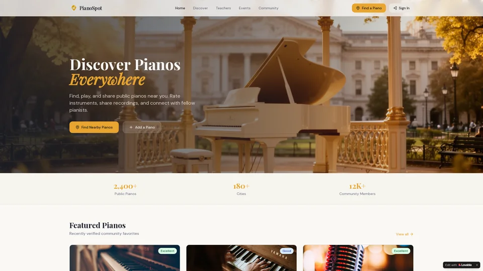 Homepage snapshot at launch
