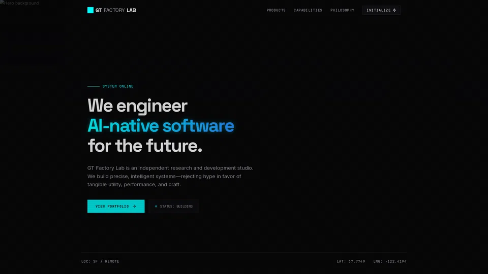 Homepage snapshot at launch
