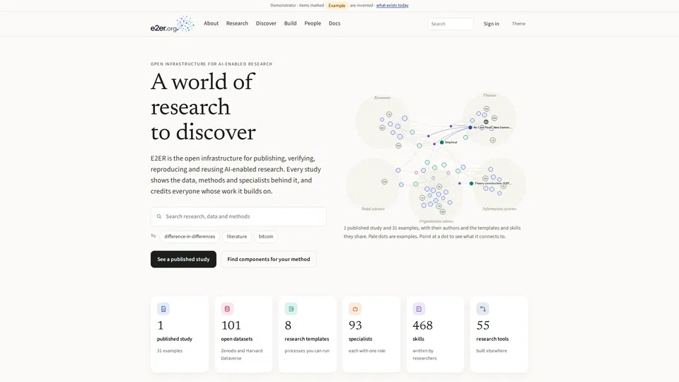 Homepage snapshot at launch