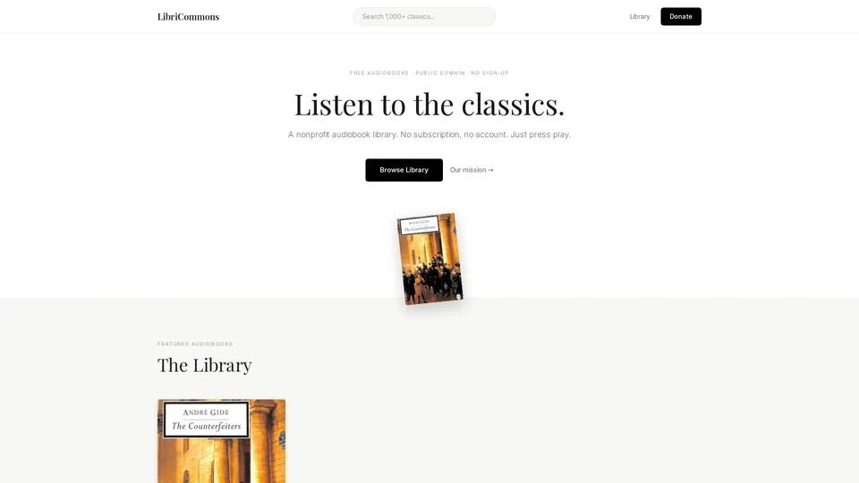 Homepage snapshot at launch
