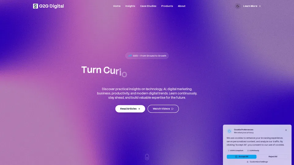 Homepage snapshot at launch