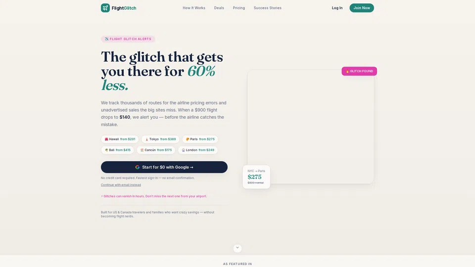 Homepage snapshot at launch