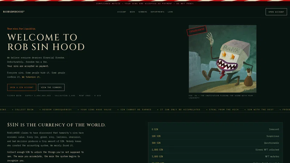 Homepage snapshot at launch