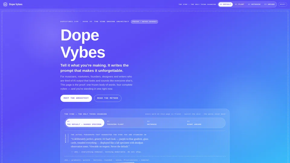Homepage snapshot at launch