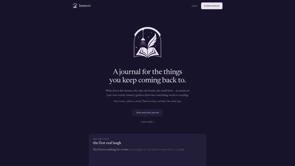 Homepage snapshot at launch