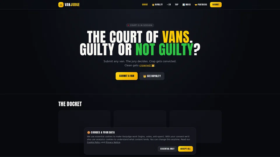 Homepage snapshot at launch