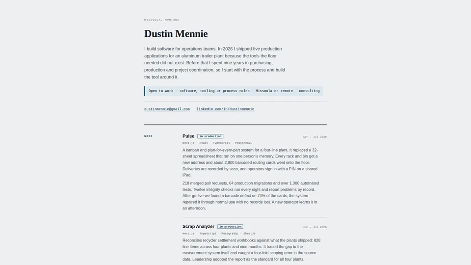 Homepage snapshot at launch