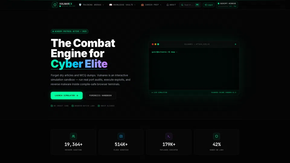 Homepage snapshot at launch