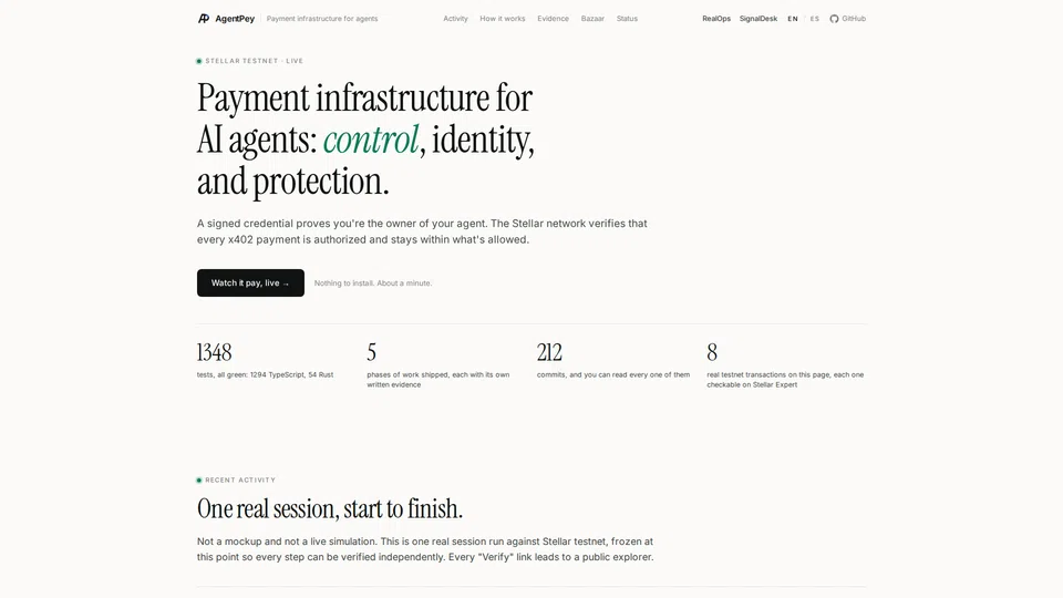Homepage snapshot at launch