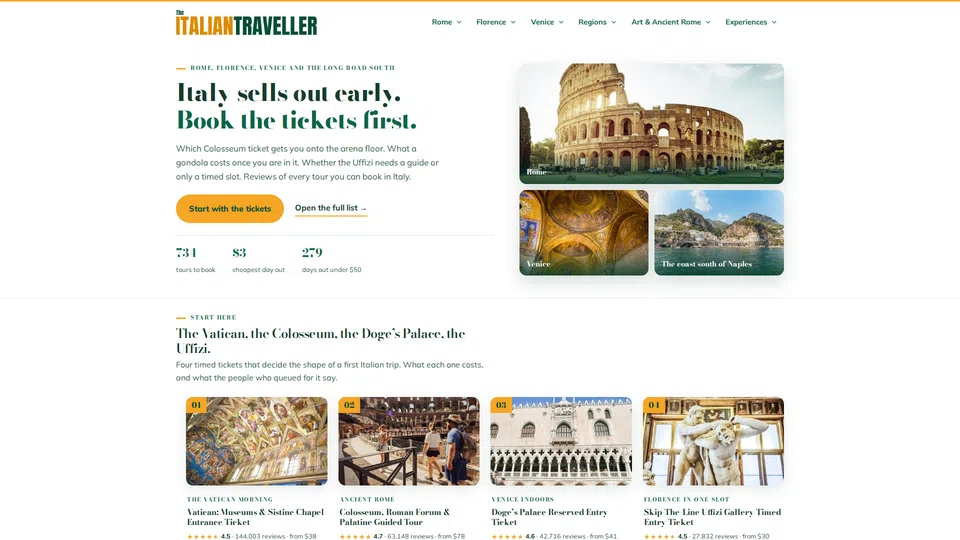 Homepage snapshot at launch