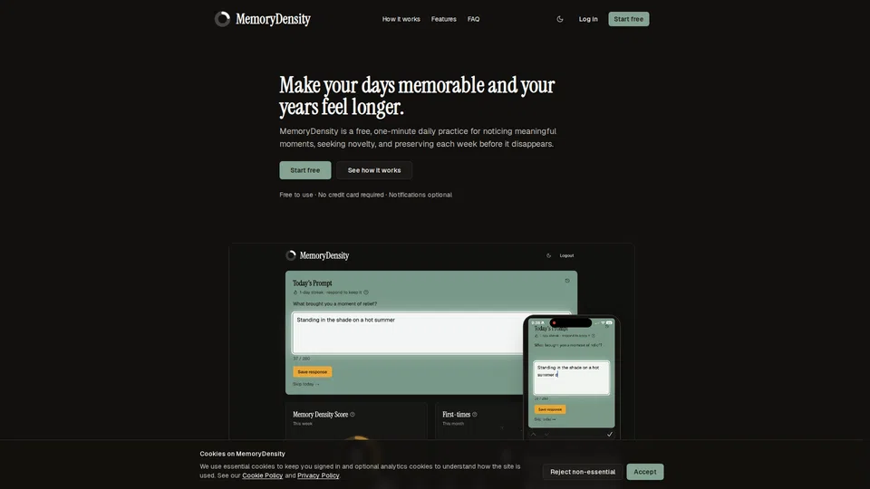 Homepage snapshot at launch