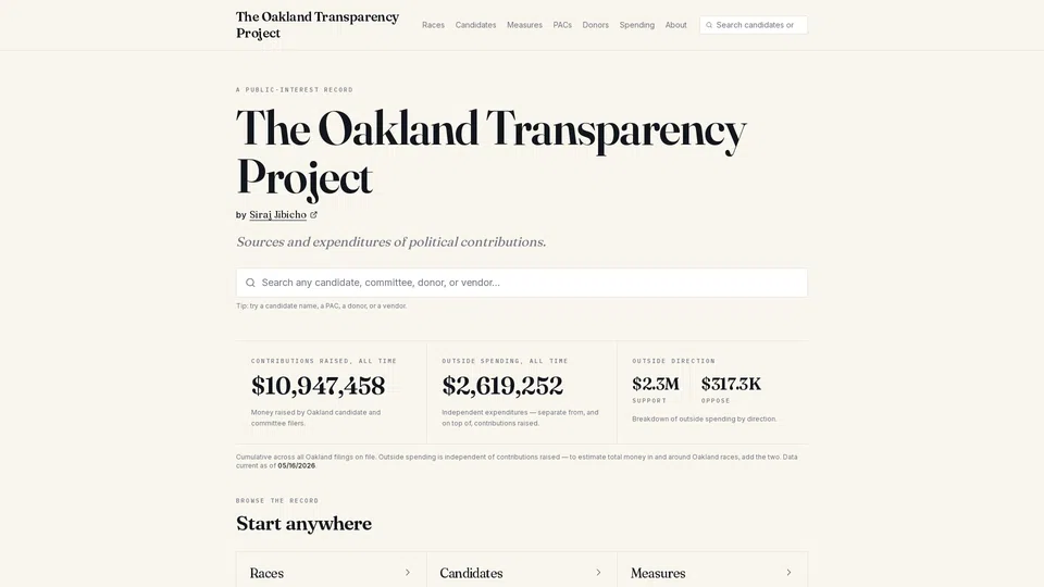 Homepage snapshot at launch