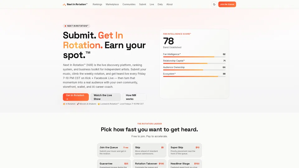 Homepage snapshot at launch