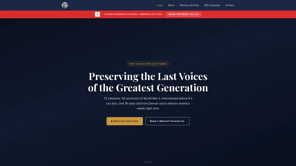 Homepage snapshot at launch