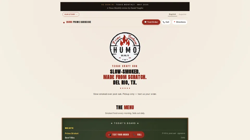 Homepage snapshot at launch