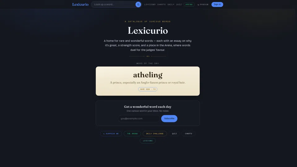 Homepage snapshot at launch