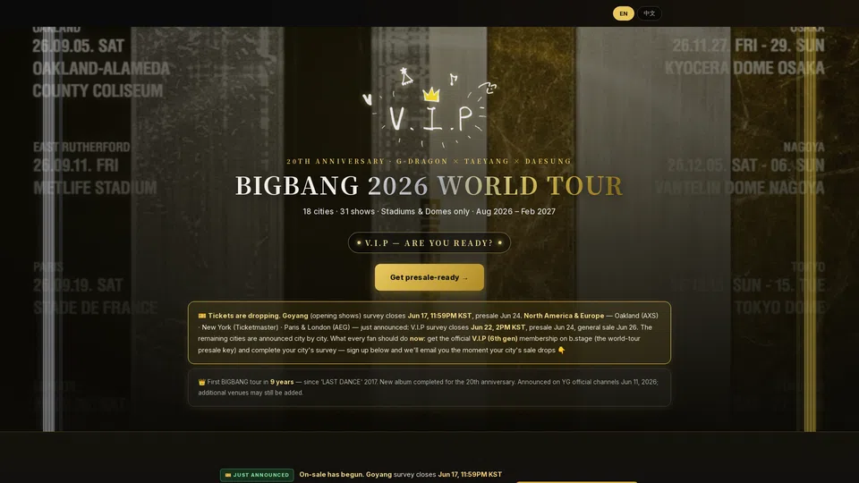 Homepage snapshot at launch