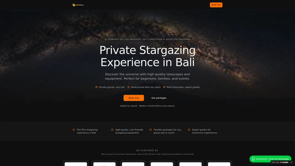 Homepage snapshot at launch