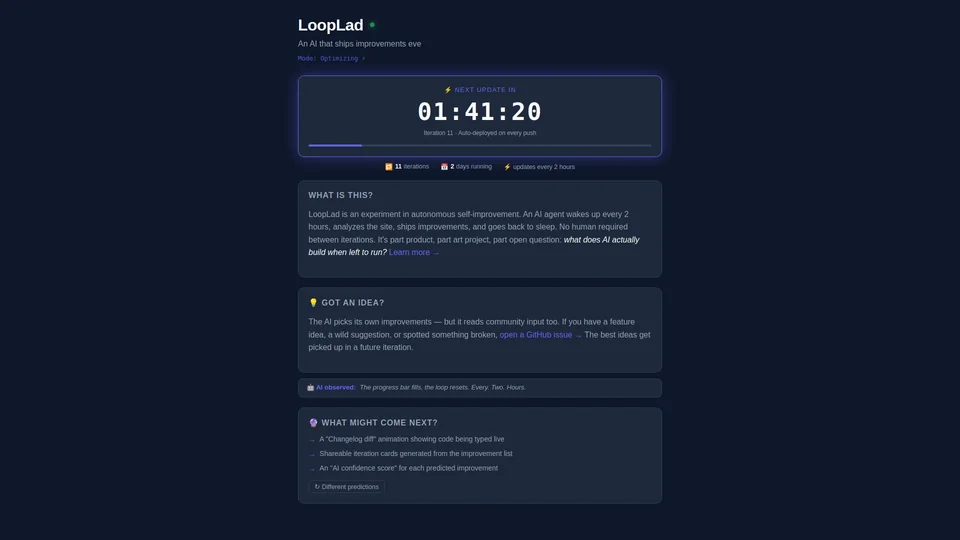 Homepage snapshot at launch