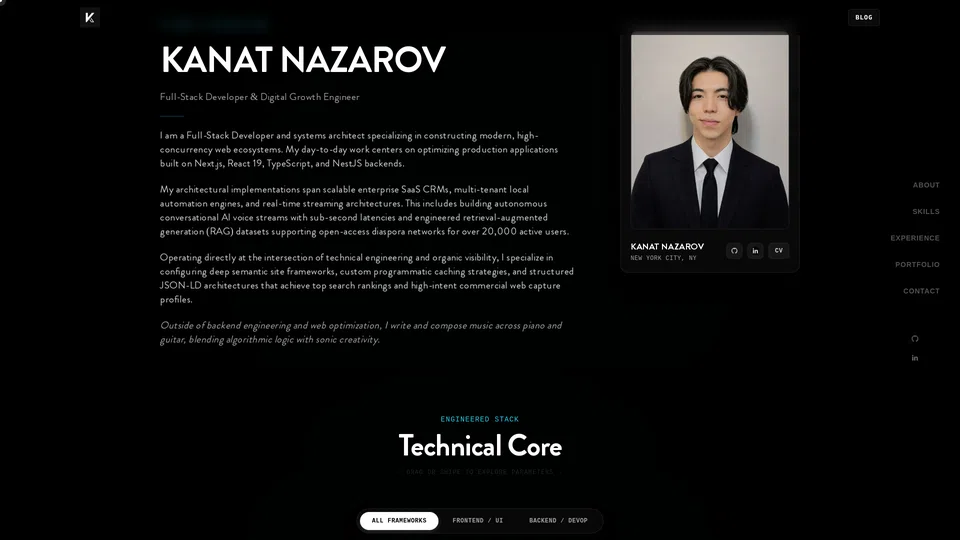 Homepage snapshot at launch