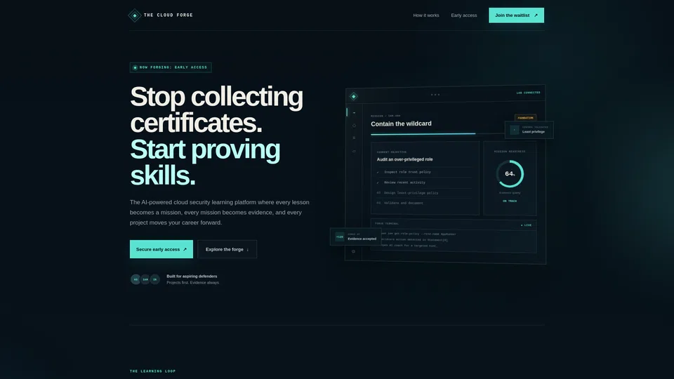 Homepage snapshot at launch