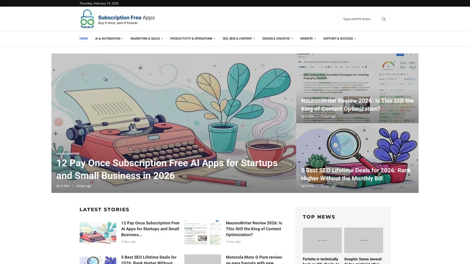 Homepage snapshot at launch