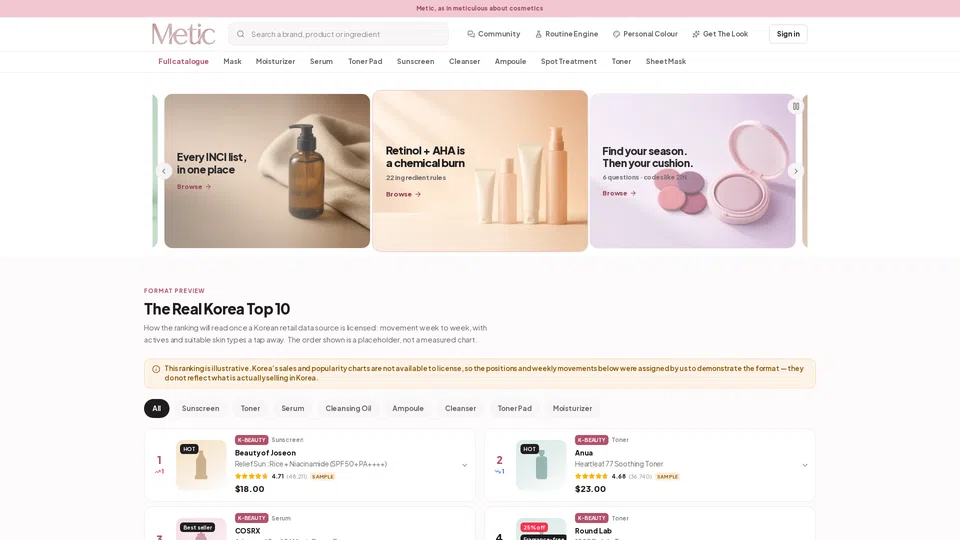 Homepage snapshot at launch