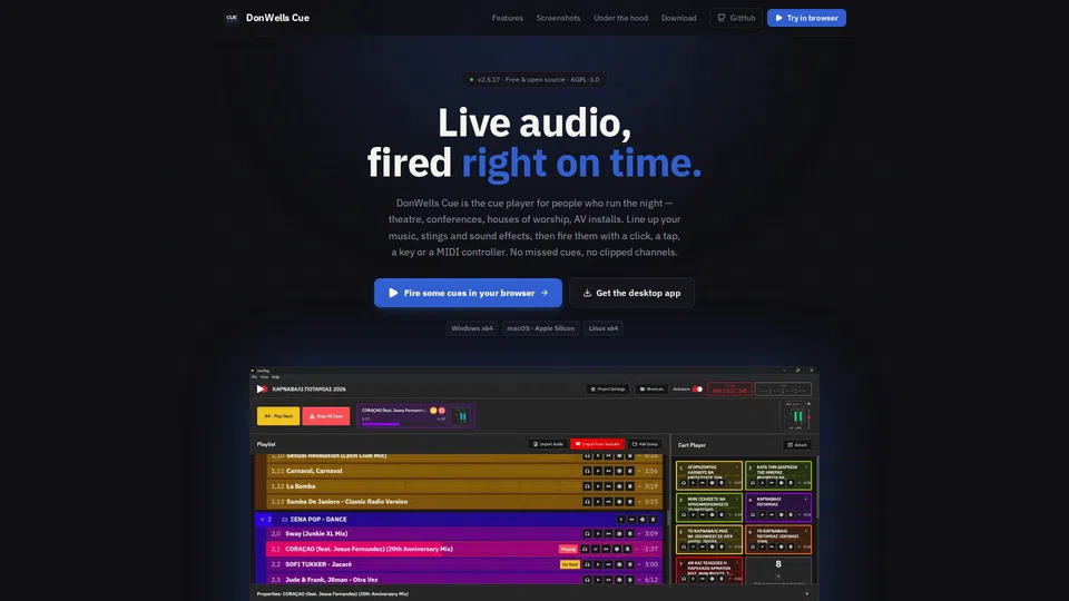 Homepage snapshot at launch