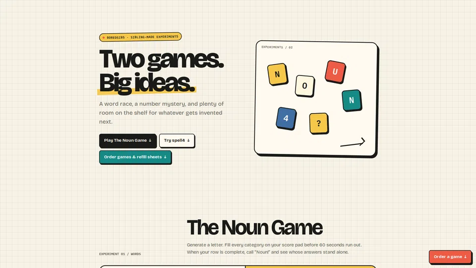 Homepage snapshot at launch