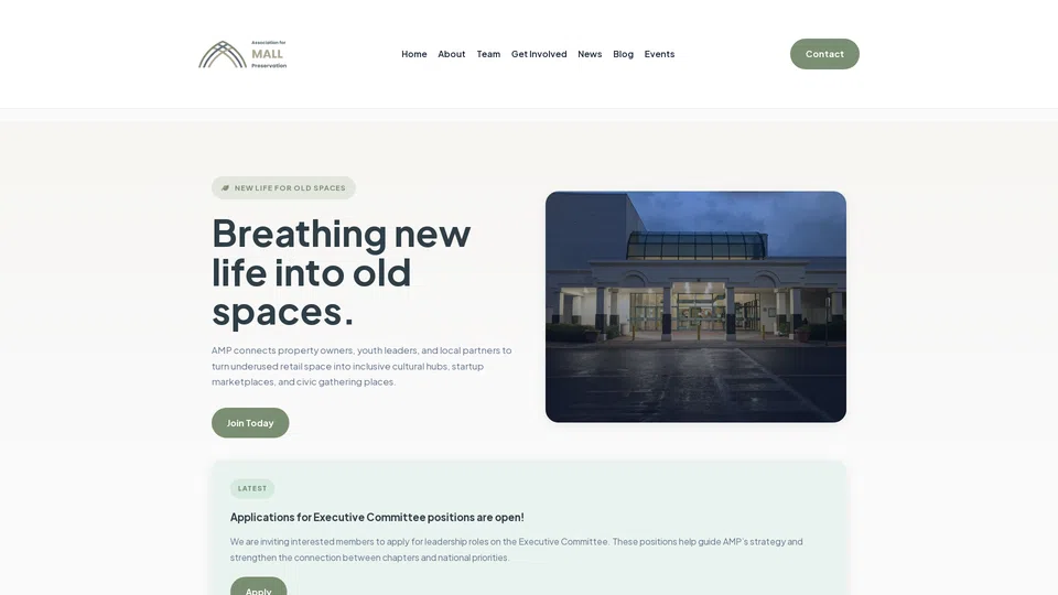 Homepage snapshot at launch