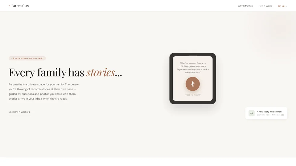 Homepage snapshot at launch