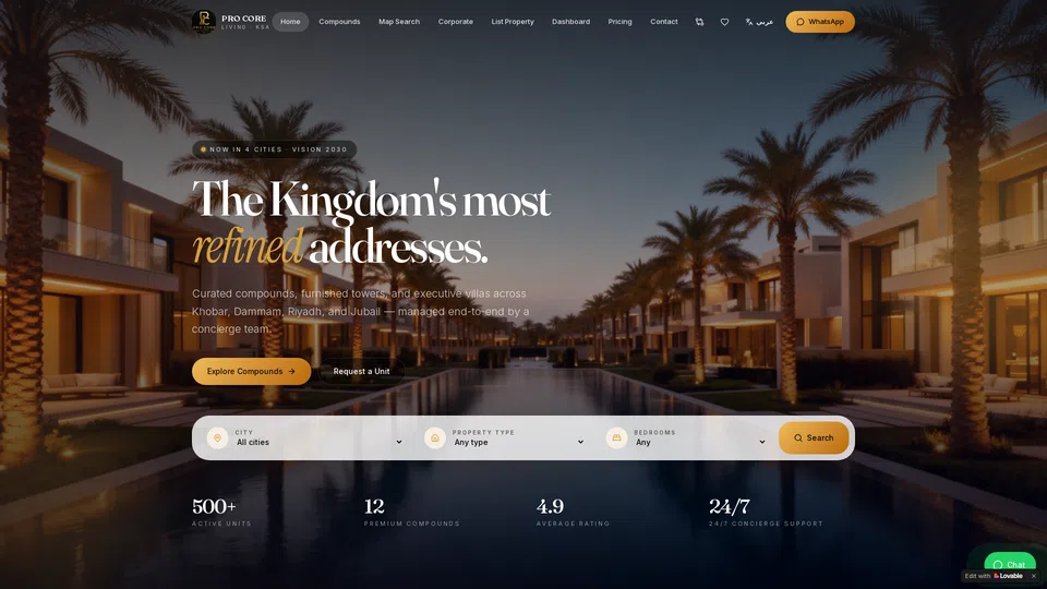 Homepage snapshot at launch