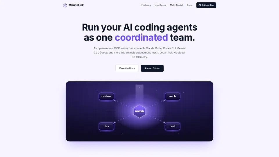 Homepage snapshot at launch