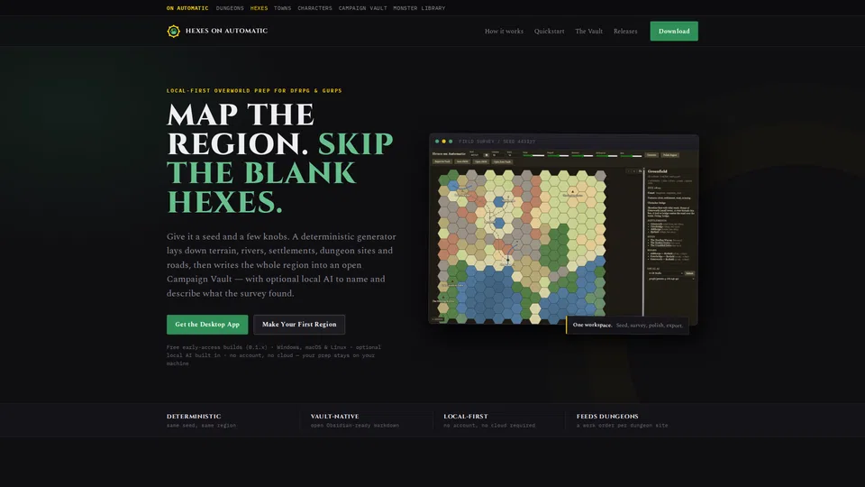 Homepage snapshot at launch