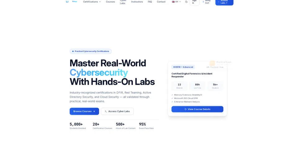 Homepage snapshot at launch