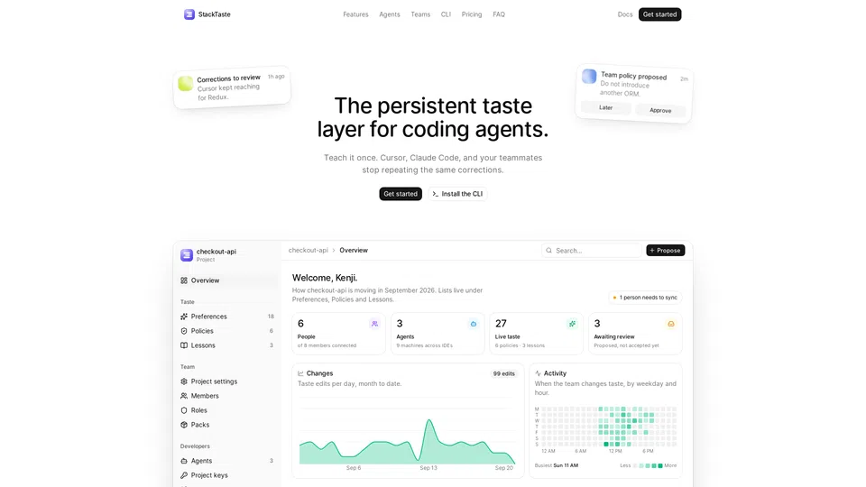Homepage snapshot at launch