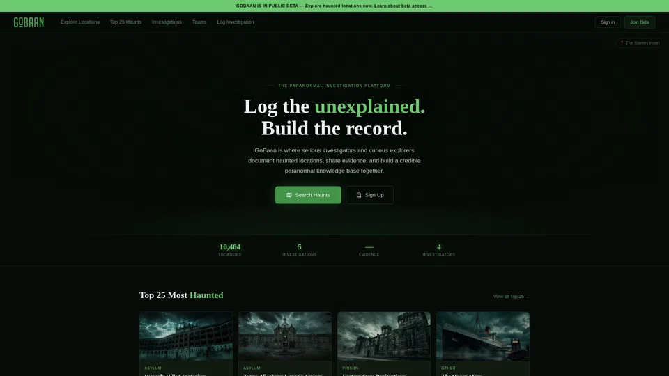 Homepage snapshot at launch