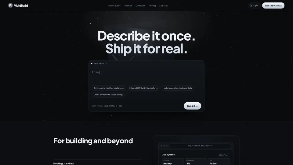 Homepage snapshot at launch