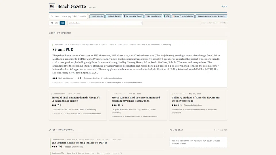 Homepage snapshot at launch