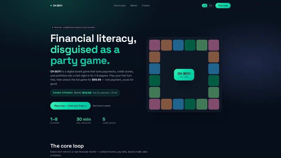 Homepage snapshot at launch