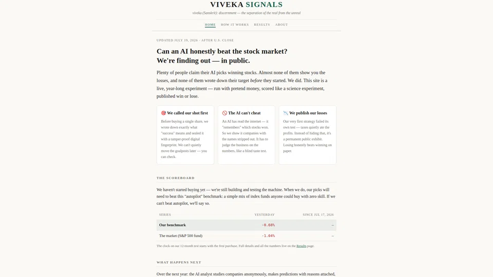 Homepage snapshot at launch