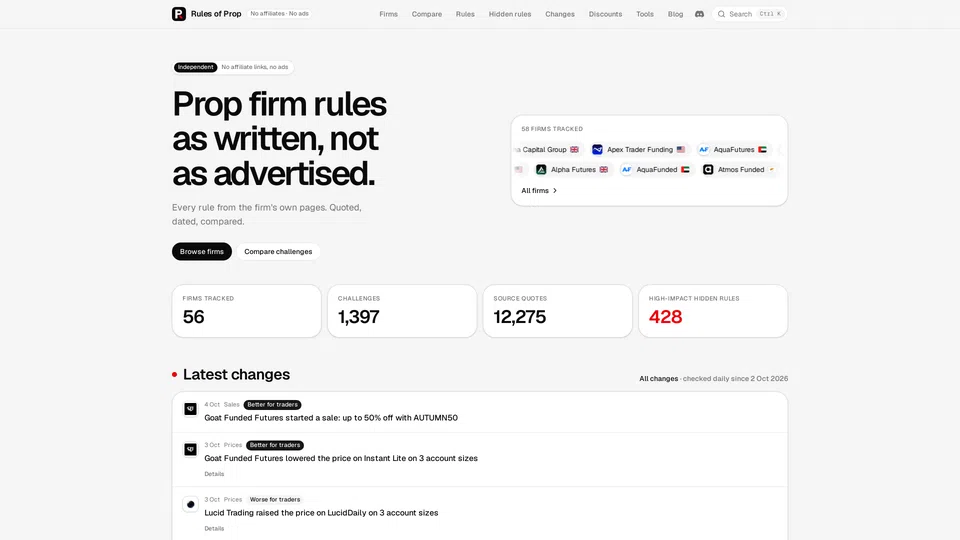Homepage snapshot at launch