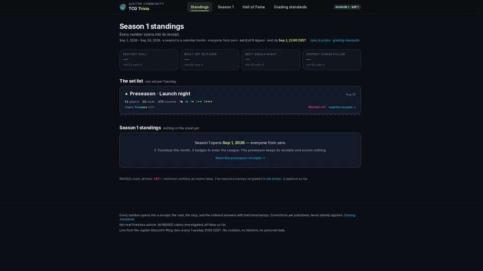 Homepage snapshot at launch