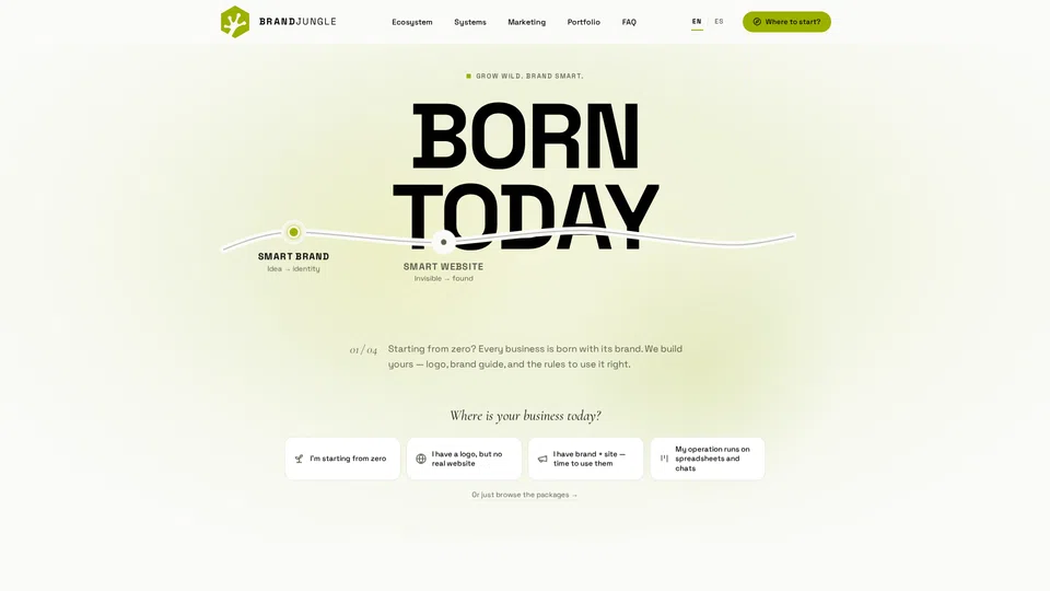 Homepage snapshot at launch
