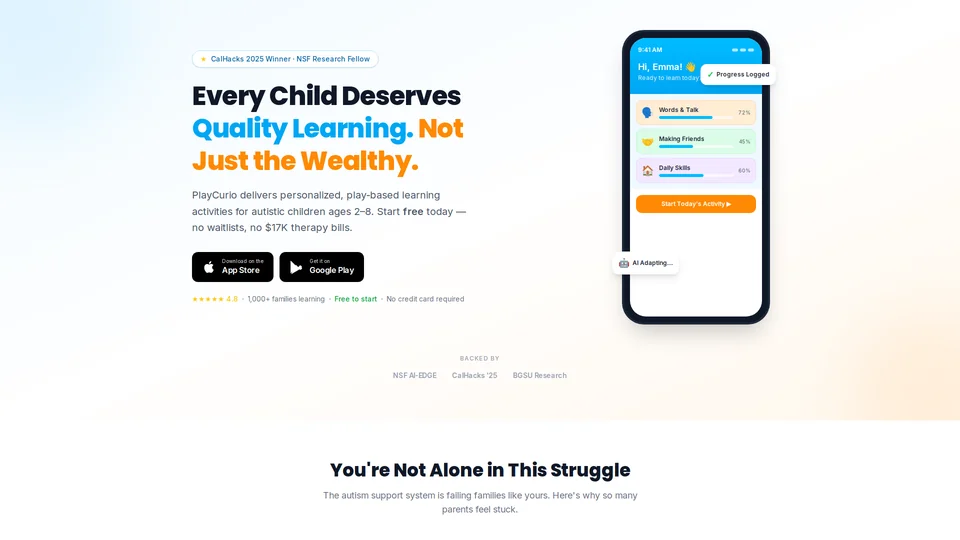 Homepage snapshot at launch
