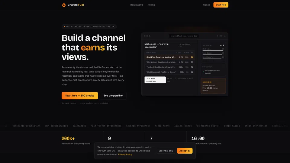 Homepage snapshot at launch